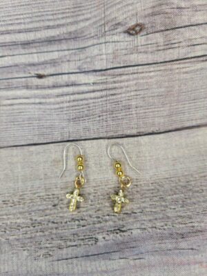 Gold Cross Ear Rings