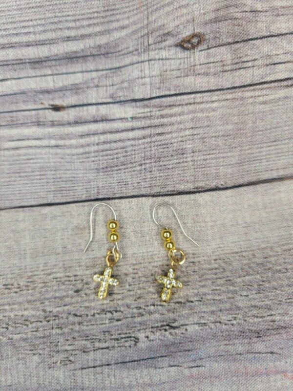 Gold Cross Ear Rings