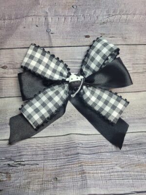 Cow Plaid & Black Bow