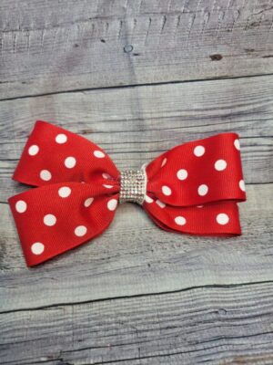 Sparkle Red & White Pokey Dot Bow
