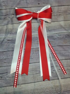 Red & White Long Tassel Bow