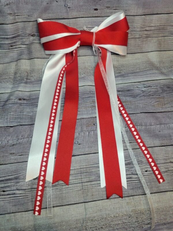 Red & White Long Tassel Bow