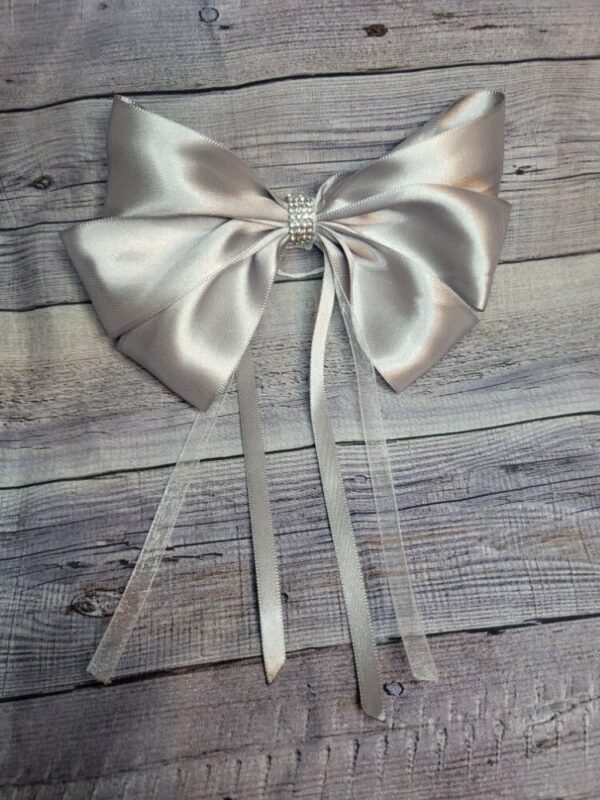 Sparkle Silver Medium Tassel Bow
