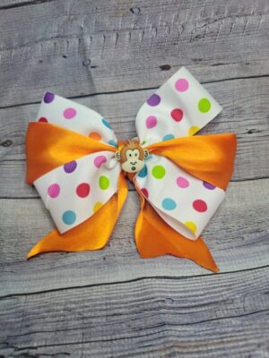 Monkey Orange & Pokey Dot Bow