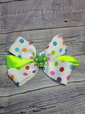 Frog Green & Pokey Dot Bow