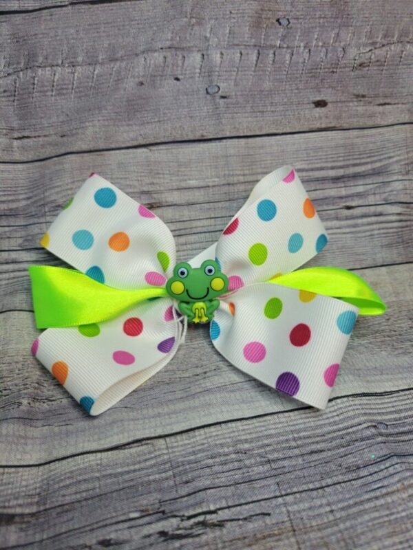 Frog Green & Pokey Dot Bow