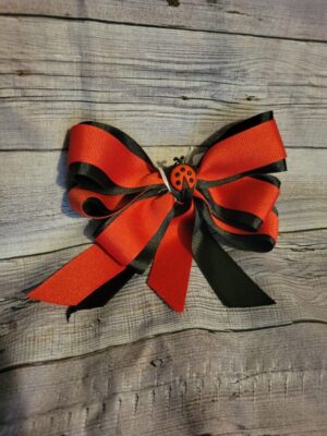 Ladybug Red & Black Short Tassel Bow