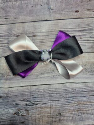 Hippo Purple, Silver & Black Bow