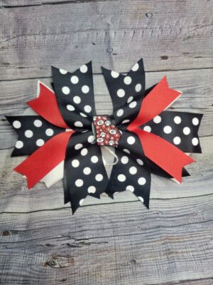 Georgia Red, White, Black & White Pokey Dot Burst Bow