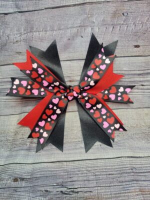 Heart, Red & Black Burst Bow