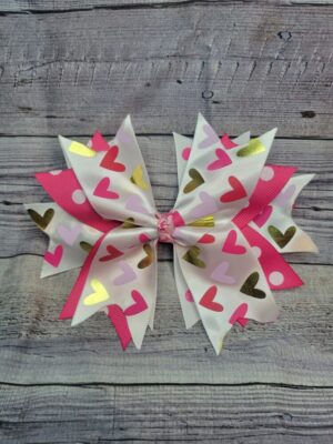 Heart, Pink Pokey Dot Burst Bow