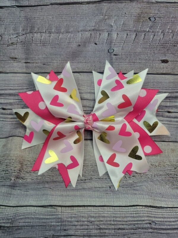 Heart, Pink Pokey Dot Burst Bow